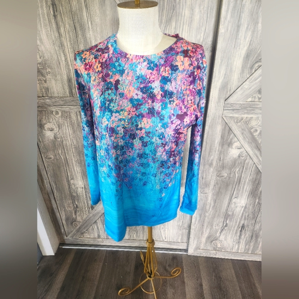 Floral Blue and Pink Women's Top
